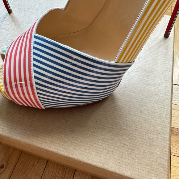 BRAND NEW- Never worn Christian Louboutin Marine Alta Patent Stripes Size:39.5 - Picture 9 of 12